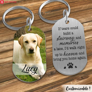 Bring You Home Again Personalized Photo Stainless Steel Keychain Memorial Dog