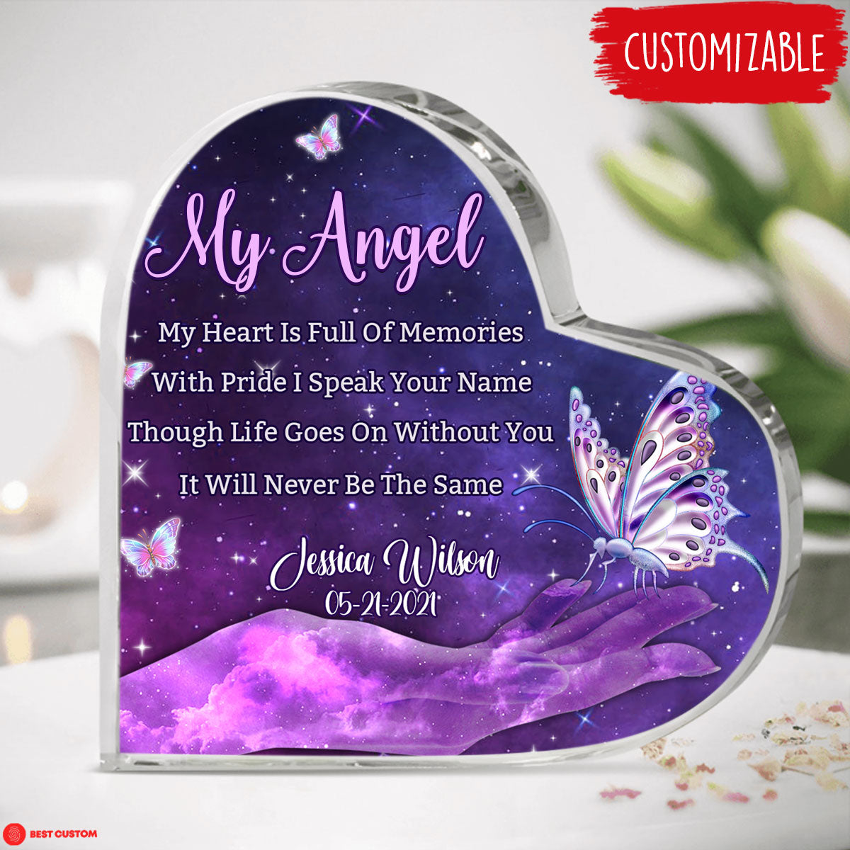 My Heart Is Full Of Memories Custom Heart Shaped Acrylic Plaque Memorial