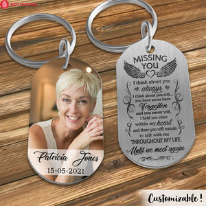 Missing You Until We Meet Again - Personalized Photo Stainless Steel Keychain - Memorial