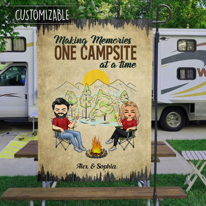 Making Memories Camping Couple Custom Flag