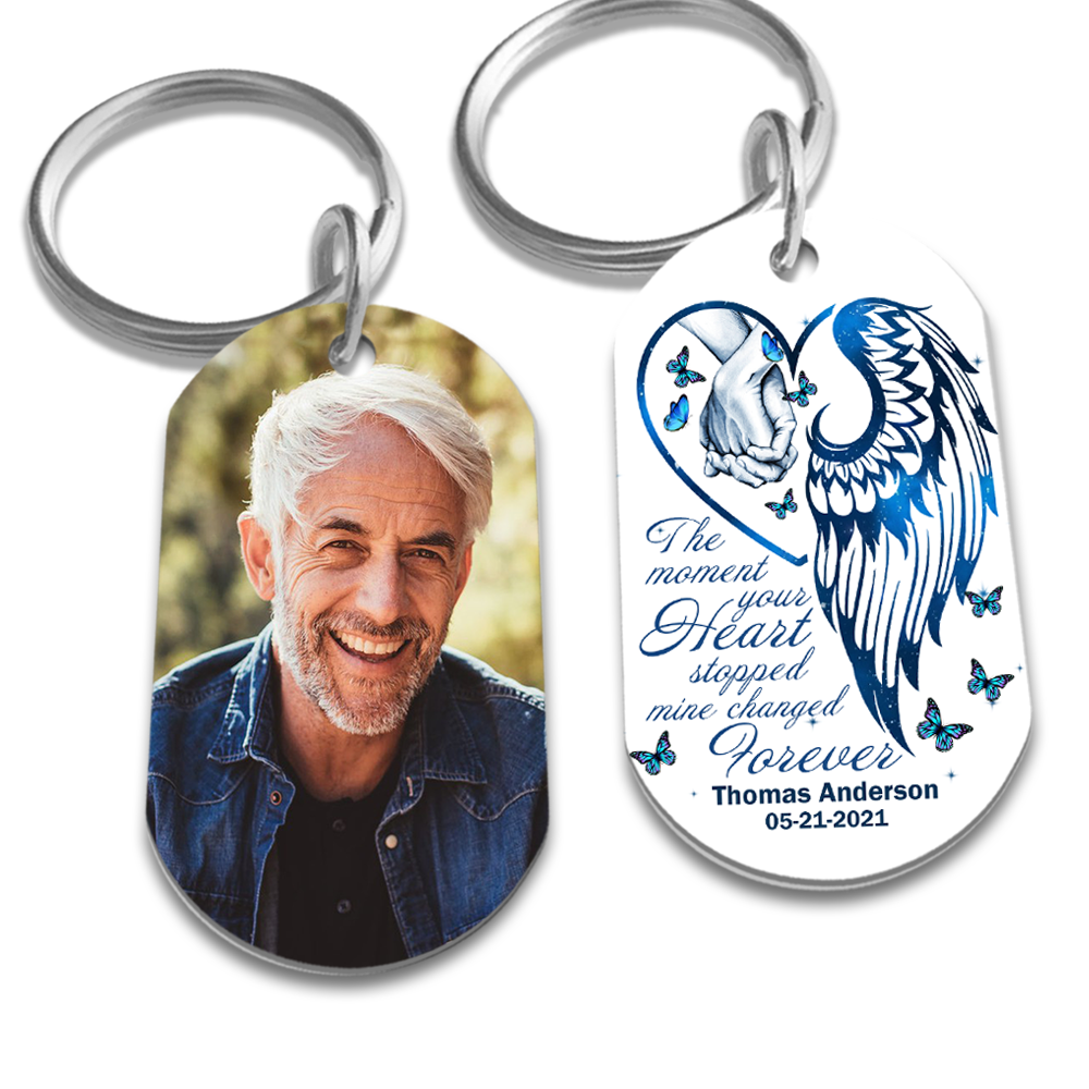 The Moment Your Heart Stopped Personalized Stainless Steel Keychain Memorial
