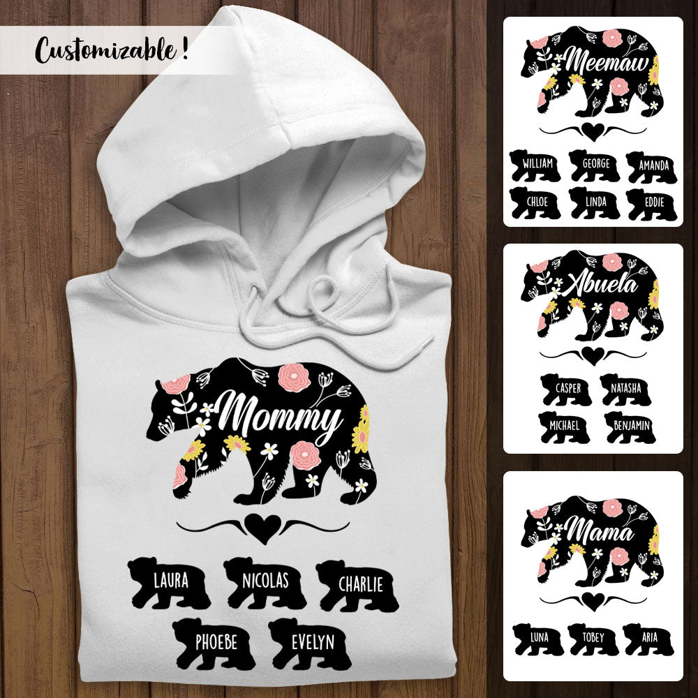Mama Bear Floral Pattern - Personalized Apparel - Gift For Mom