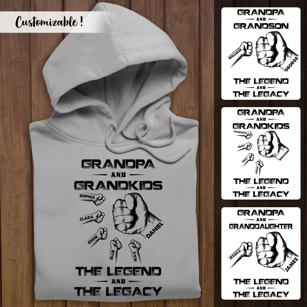 Custom Name Apparel Gift For Grandfather Grandpa & Grandkids With Quote The Legend And The Legacy