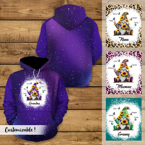 Sunflower Gnome Butterflies Grandma With Grandkids - Personalized 3D All Over Print Shirt - Gift For Grandma