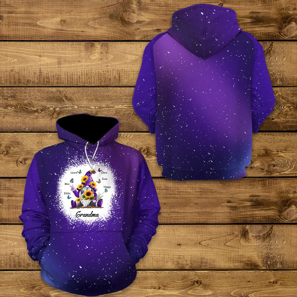 Sunflower Gnome Butterflies Grandma With Grandkids - Personalized 3D All Over Print Shirt - Gift For Grandma