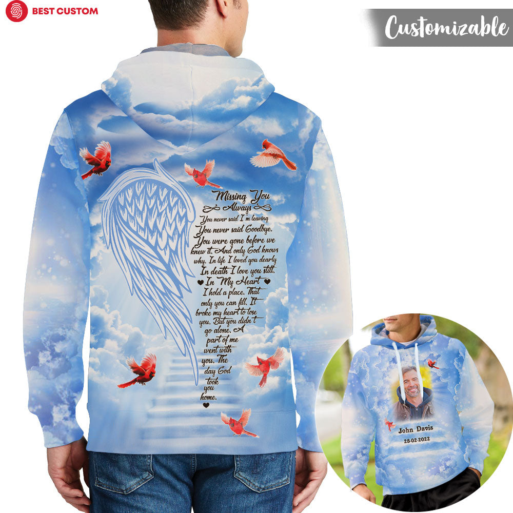 Missing You Always, Cardinal - Personalized Photo 3D All Over Print Shirt - Memorial