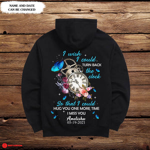 Hug You One More Time Personalized Back Design Apparel Memorial
