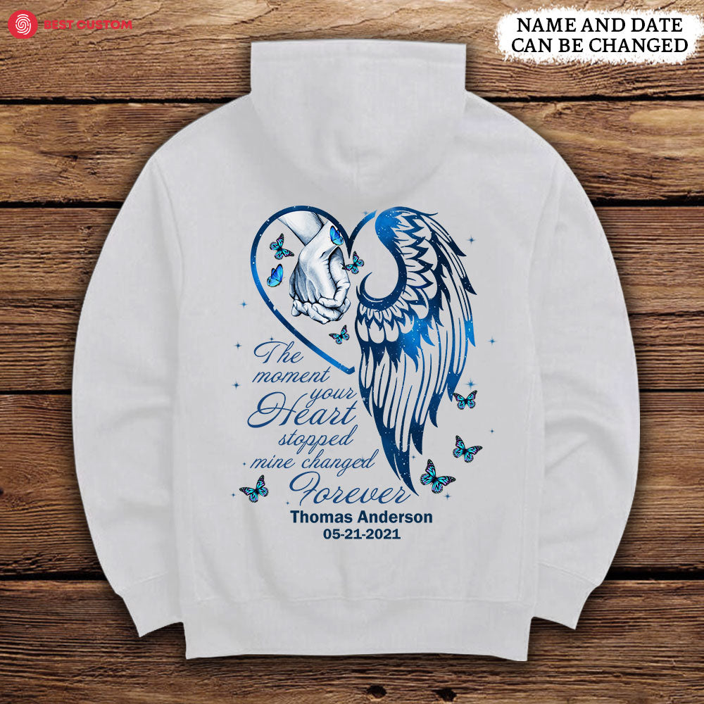 The Moment Your Heart Stopped Personalized Back Design Apparel Memorial