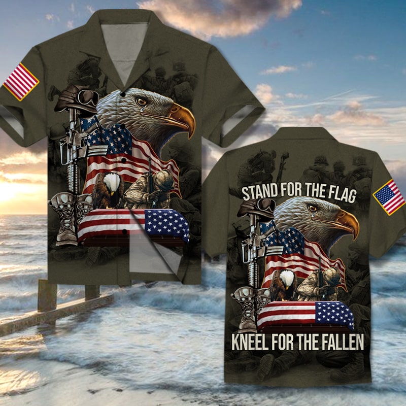 Stand For The Flag Kneel For The Fallen - All Over Print Hawaiian Shirt - Veteran