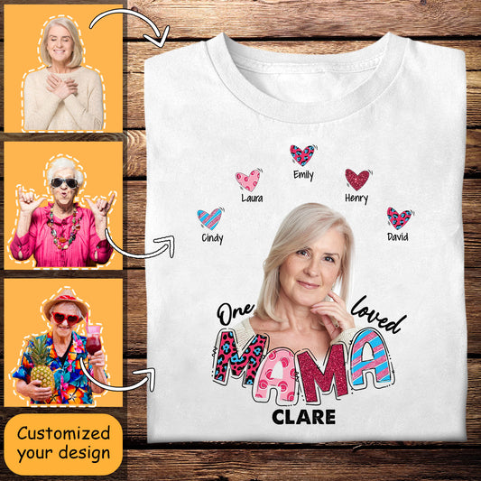 Custom Photo T Shirts - One Loved Mama - Unique Personalized Mother's Day Gifts