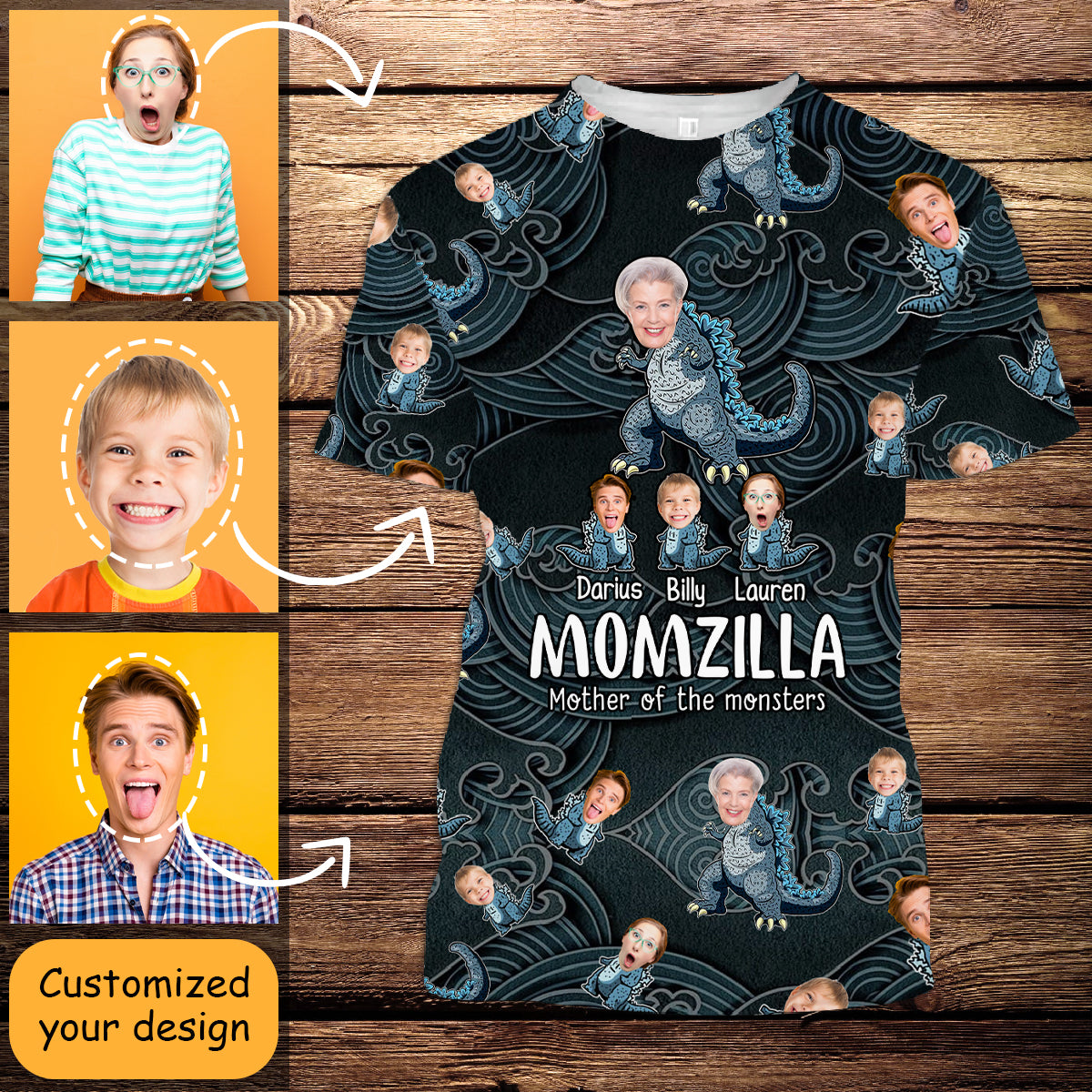 Personalized Photo 3D All Over Print Shirt - Momzilla - Mother's Day Personalized Photo Gifts