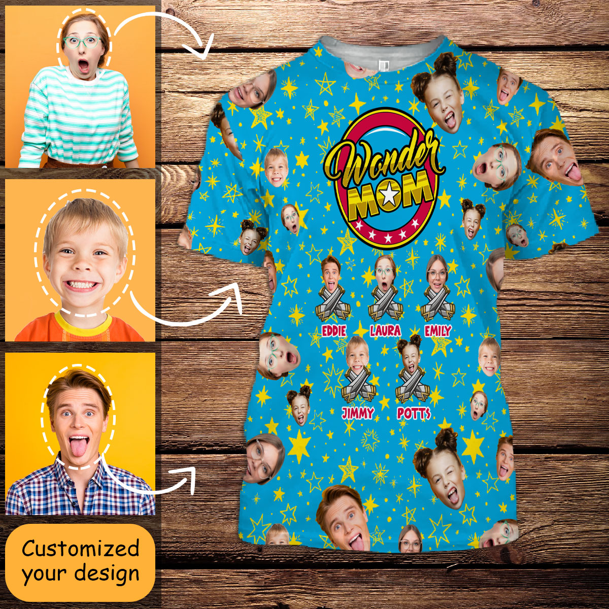 Personalized Photo 3D All Over Print Shirt - Wonder Mom - Personalized Mother's Day Gift