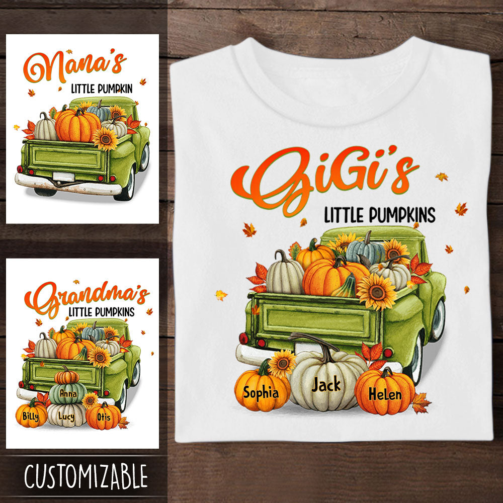 Grandma With Grandkids Fall Season Green Truck Personalized Apparel Gift For Grandma banner-t-shirt--all-Season-Green-Truck-Grandma-fb.jpg?v=1660795364