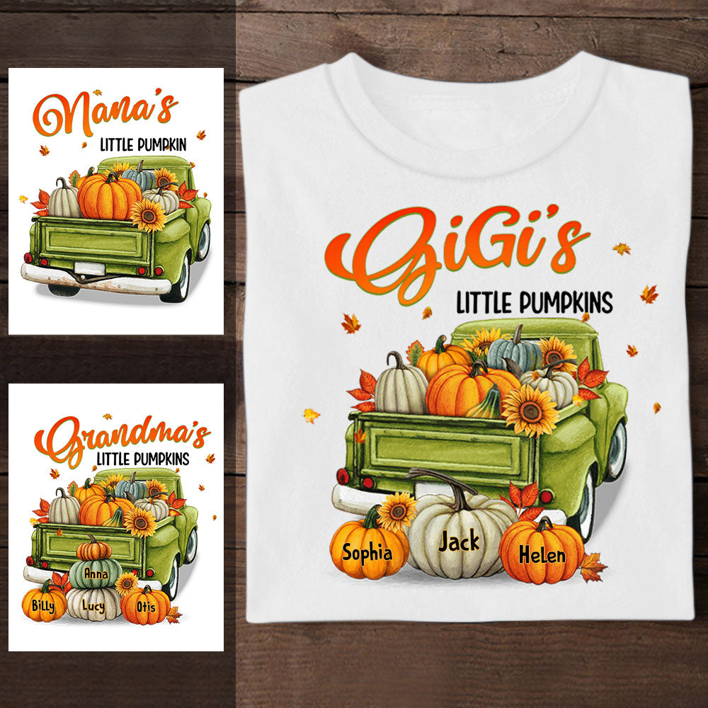 Grandma With Grandkids Fall Season Green Truck Personalized Apparel Gift For Grandma banner-t-shirt--all-Season-Green-Truck-Grandma-gg.jpg?v=1660795364