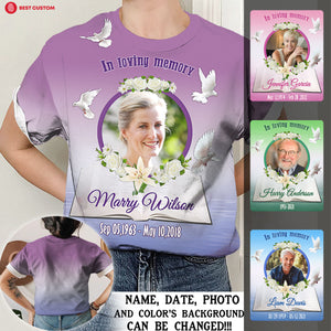 In Loving Memory Rest In Peace Personalized Photo 3D All Over Print Shirt Memorial