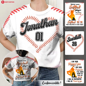 Behind Baseball Player Personalized 3D All Over Print Shirt Gift For Mom