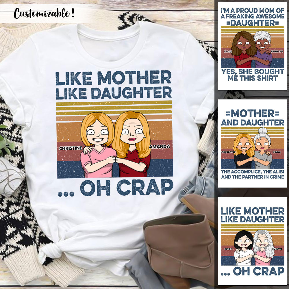 Like Mother Like Daughter Retro Vintage - Personalized Apparel - Gift For Mom