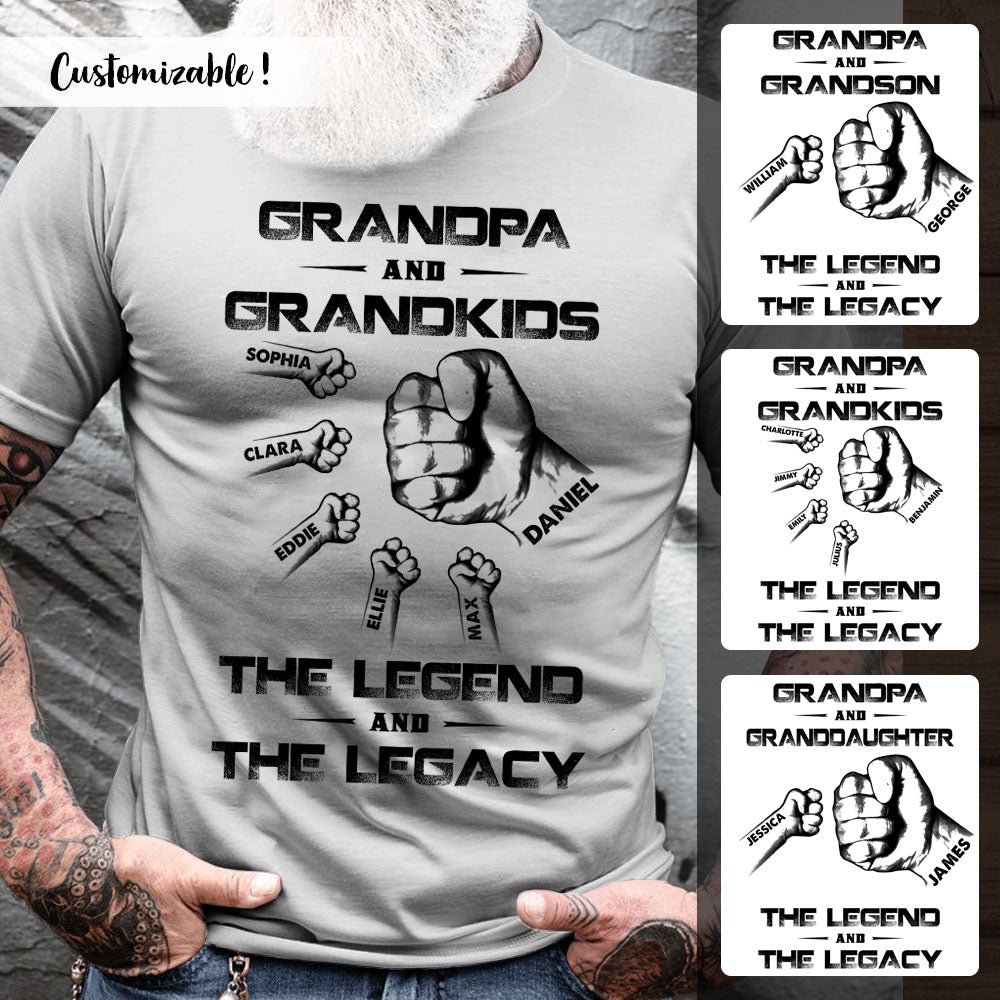 Custom Name Apparel Gift For Grandfather Grandpa & Grandkids With Quote The Legend And The Legacy