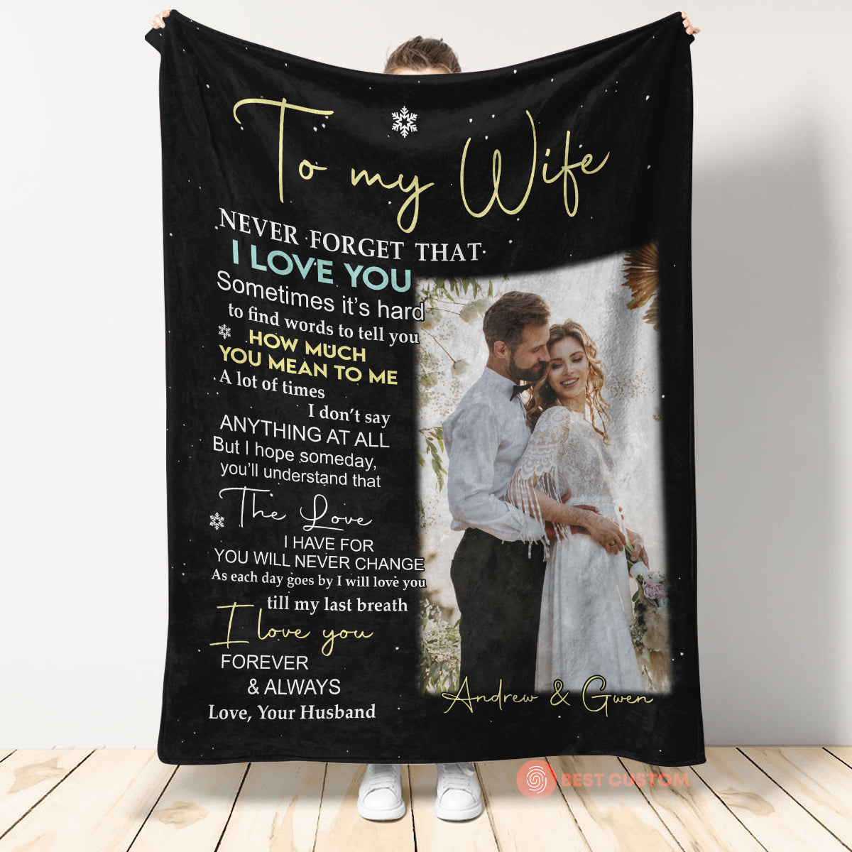 To My Wife Never Forget That I Love You Upload Photo Blanket - Gift For Wife banner1_2c191ca2-caed-48fb-bf01-70eb49ef2385.jpg?v=1672736016