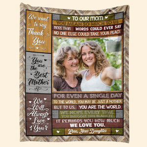 To Us You Are The World - Personalized Blanket Birthday Mother's Day Gift For Mom - Gift From Husband, Daughter, Friend Blanket - Gift For Mom banner1_2f1710bf-c215-48e7-a910-97739061602c.jpg?v=1677662652