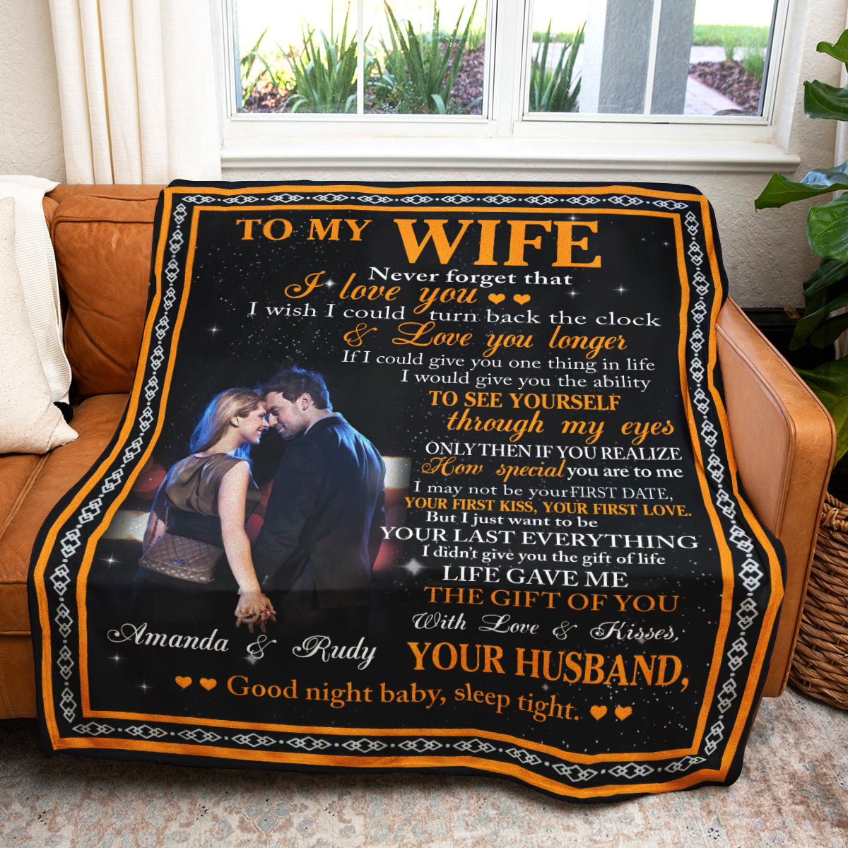 To My Wife Never Forget That I Love You Photo Upload Blanket - Gift For Wife
