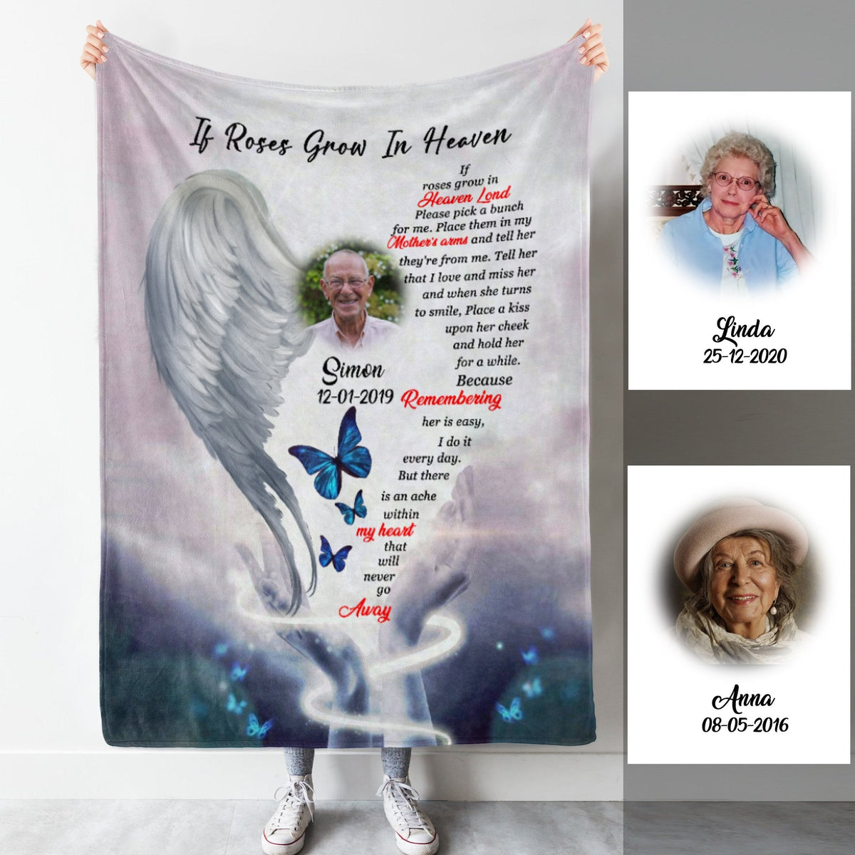 Angel Wings Hands Up Butterflies Lost You Photo Blanket Memorial Gift banner1_31.8.jpg?v=1664597598