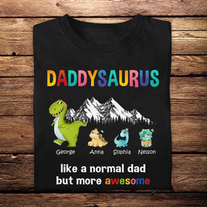 Papasaurus More Awesome - Personalized Shirt - Gift For Grandpa, Papa, Father's Day