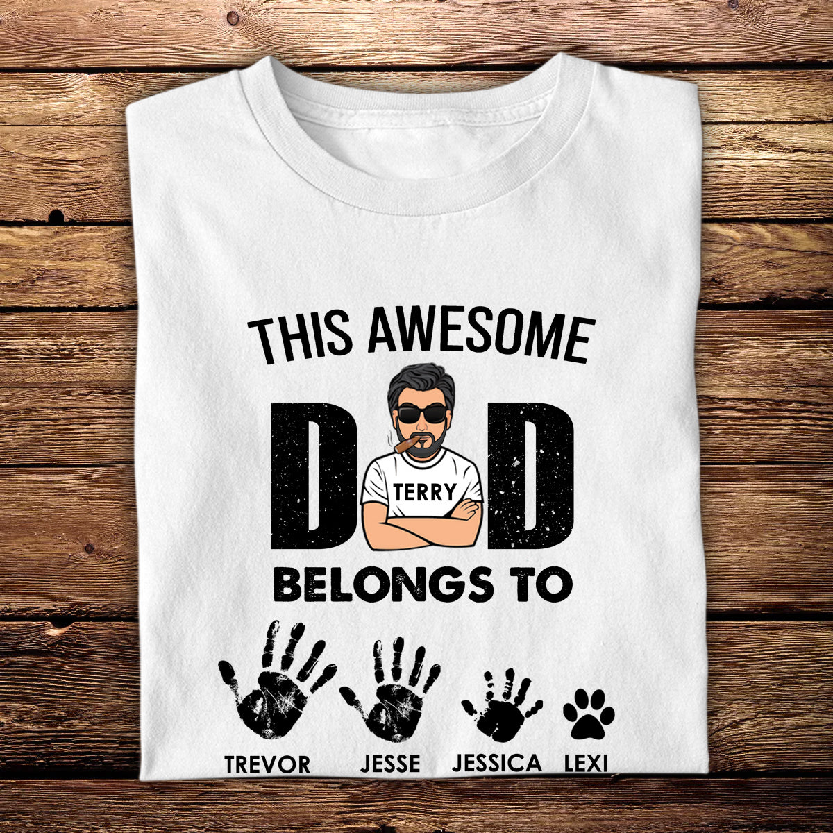 Awesome Dad Belongs To Kids Custom Apparel Gift For Father