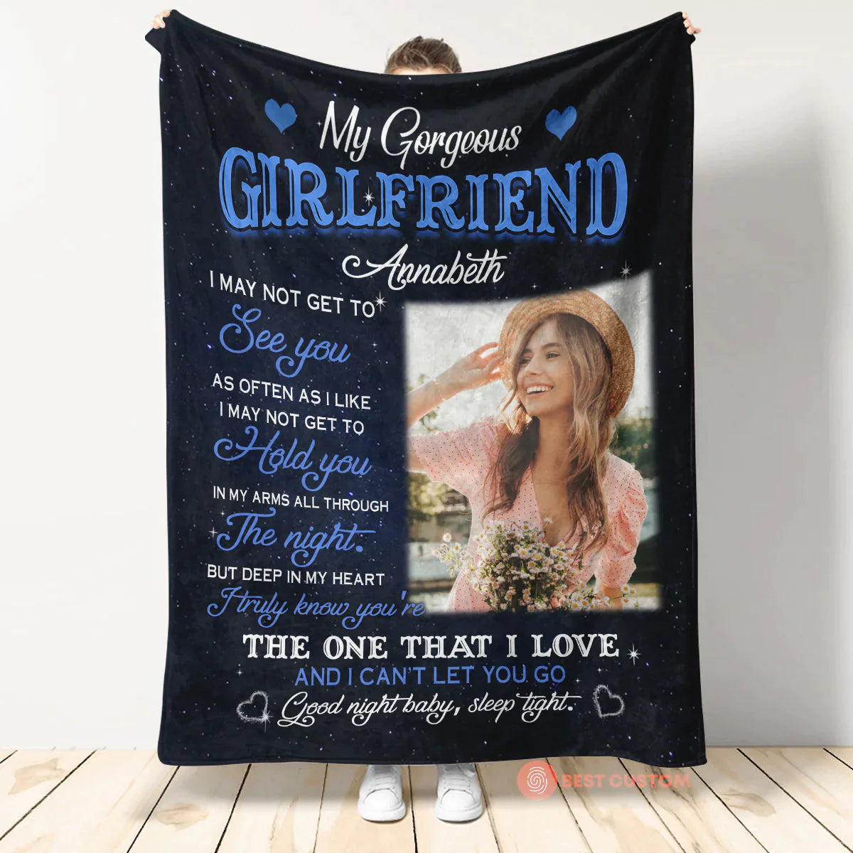 Best Valentine Gift For Girlfriend, My Gorgeous Girlfriend I May Not Get To See You As Often As I Like Upload Photo Blanket banner1_f68aa9c6-6549-419c-aa74-a312eef53320.webp?v=1672991574