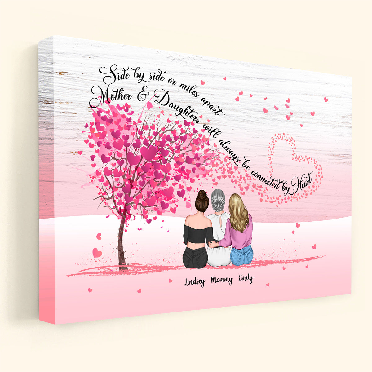 Mother & Daughters Forever Linked Together - Personalized Canvas - Mother's day Gift