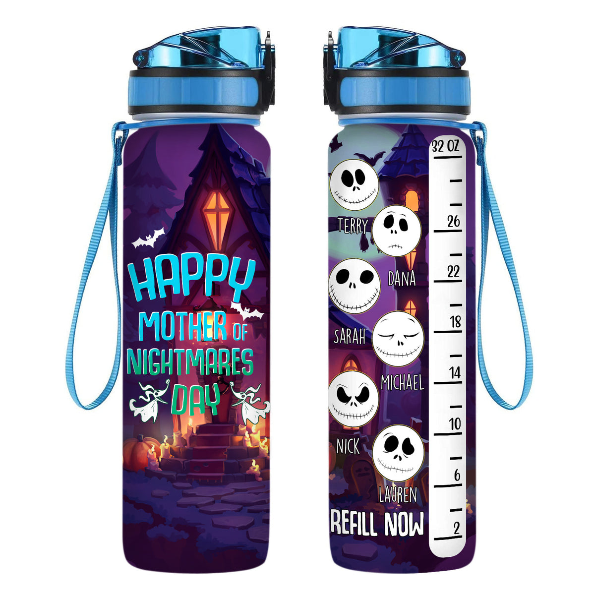 Happy Mother Of Nightmares Day - Personalized Water Tracker Bottle - Gift For Mother