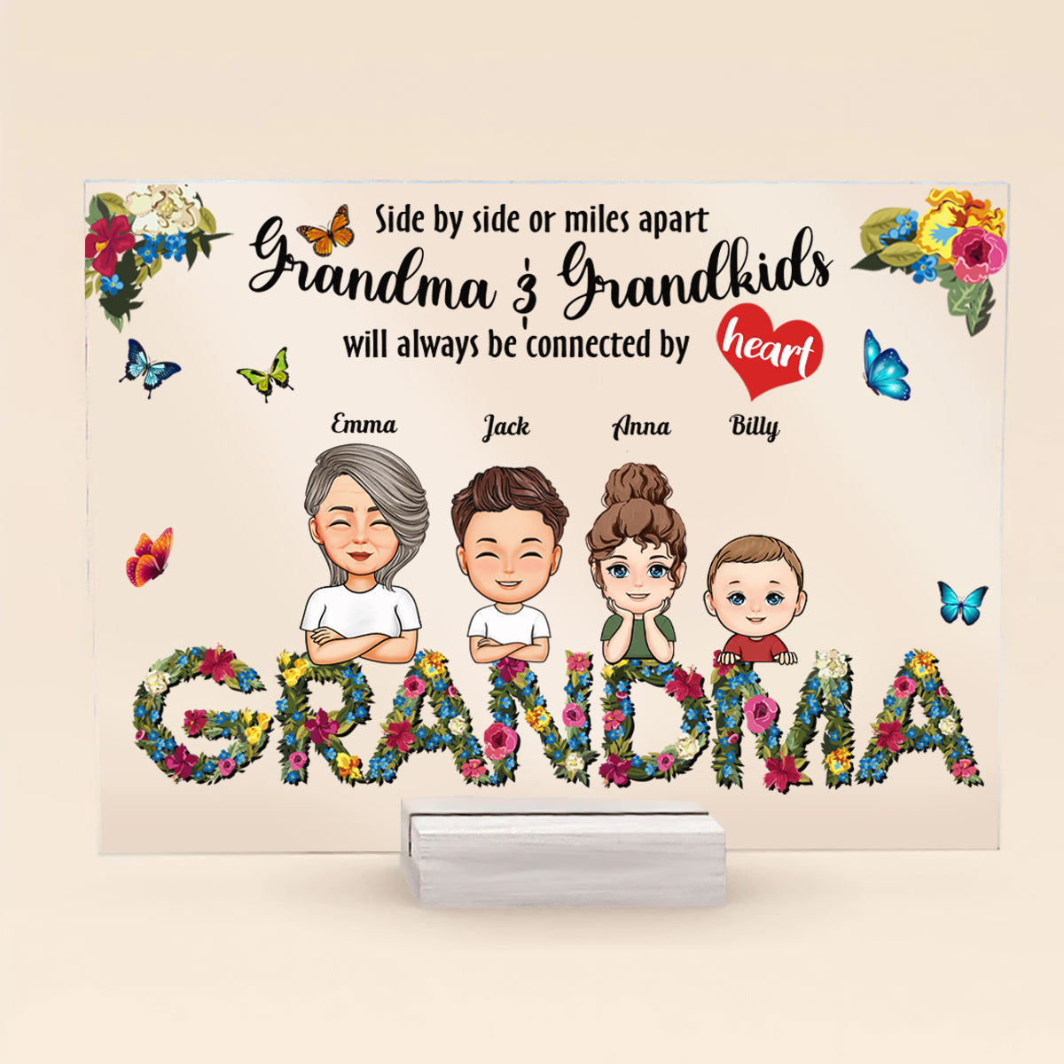 Grandma And Grandkids Will Always Be Connected By Heart - Personalized Acrylic Plaque - Birthday Mother's Day For Grandma Acrylic Plaque - Gift For Grandma banner1_69d96b83-f273-42f7-a44f-4bc74c94f320.jpg?v=1677654231