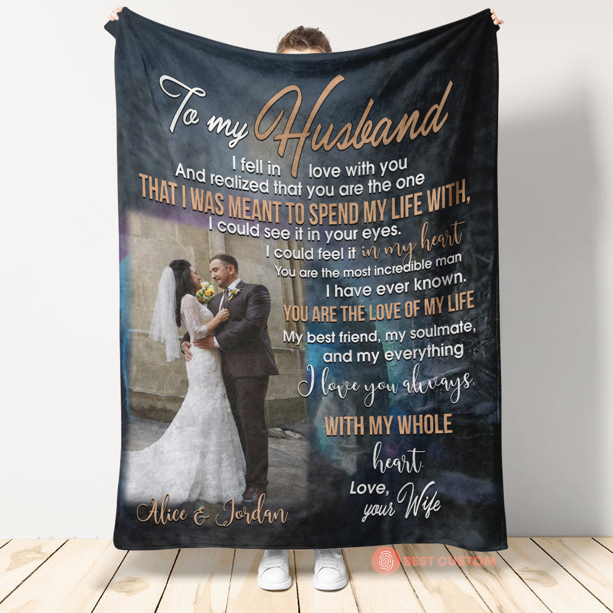 Wife To Husband With My Whole Heart Wolf Upload Photo Blanket - Gift For Husband banner1_85682c34-f05e-4044-9441-963c5427f3ca.jpg?v=1672735330