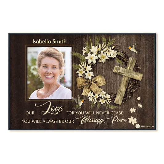 Always Be Our Missing Piece Personalized Canvas Memorial