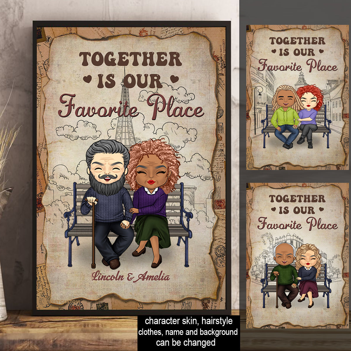 Together Is Our Favorite Place - Personalized Poster & Canvas - Gift For Couple banner1_f85413ae-6340-48f5-acf1-33cbc57b62c2.jpg?v=1644629737