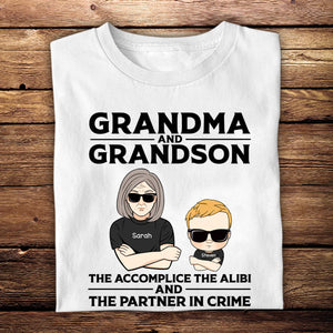 Grandma and Grandson,Granddaughter The Accomplice The Alibi and The Partner In Crime - Personalized Shirt - Gift For Grandma