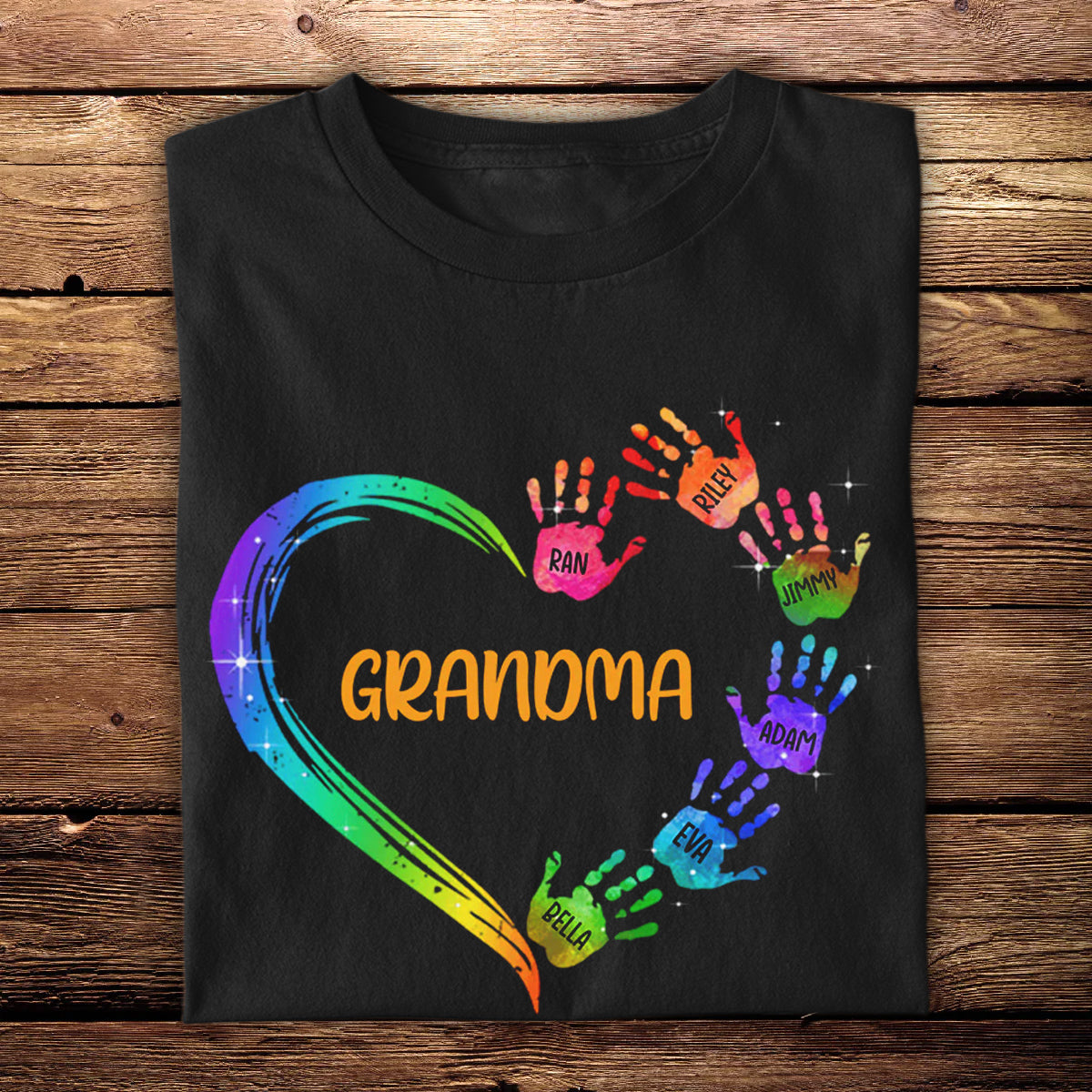 Grandma Heart Hand Prints - Personalized Apparel - Gift For Grandma