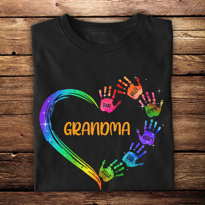 Grandma Heart Hand Prints - Personalized Apparel - Gift For Grandma