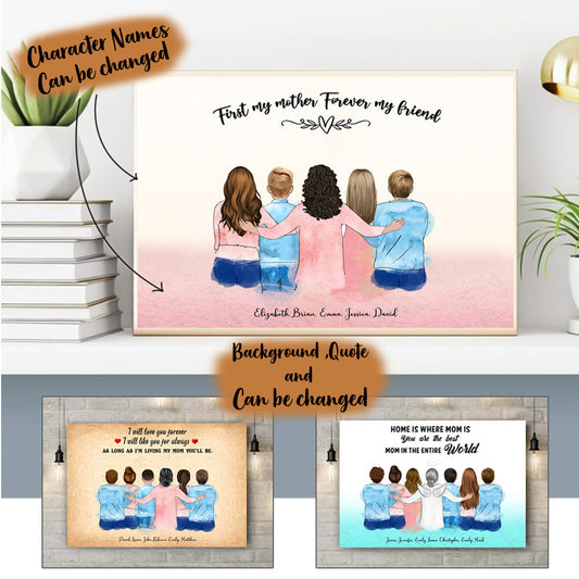 Mother Hug Simple 5 To 7 People First My Mother Forever My Friend Personalized Canvas banner1ngang.jpg?v=1615780153