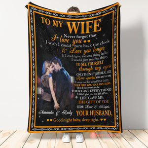 To My Wife Never Forget That I Love You Photo Upload Blanket - Gift For Wife