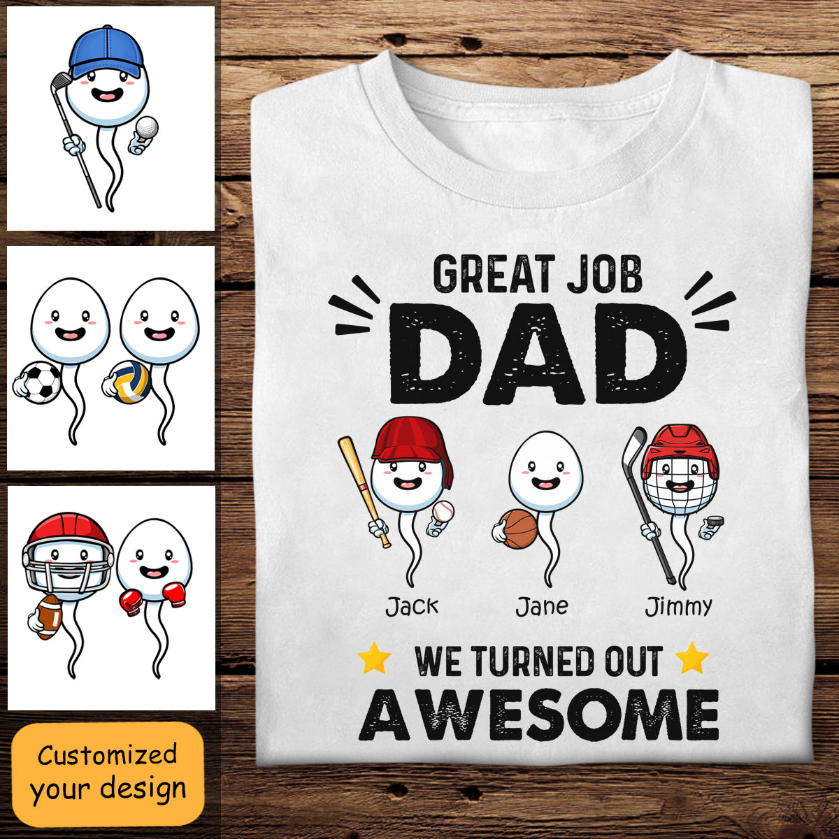 Sports Great Job Dad - Personalized Shirt - Gift For Father, Husband