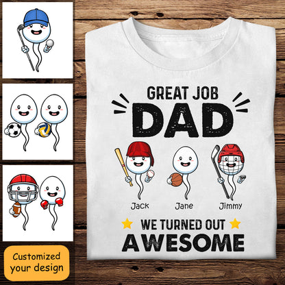 Sports Great Job Dad - Personalized Shirt - Gift For Father, Husband