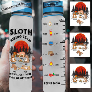 Sloth Hiking Team - Personalized Water Tracker Bottle - Hiking