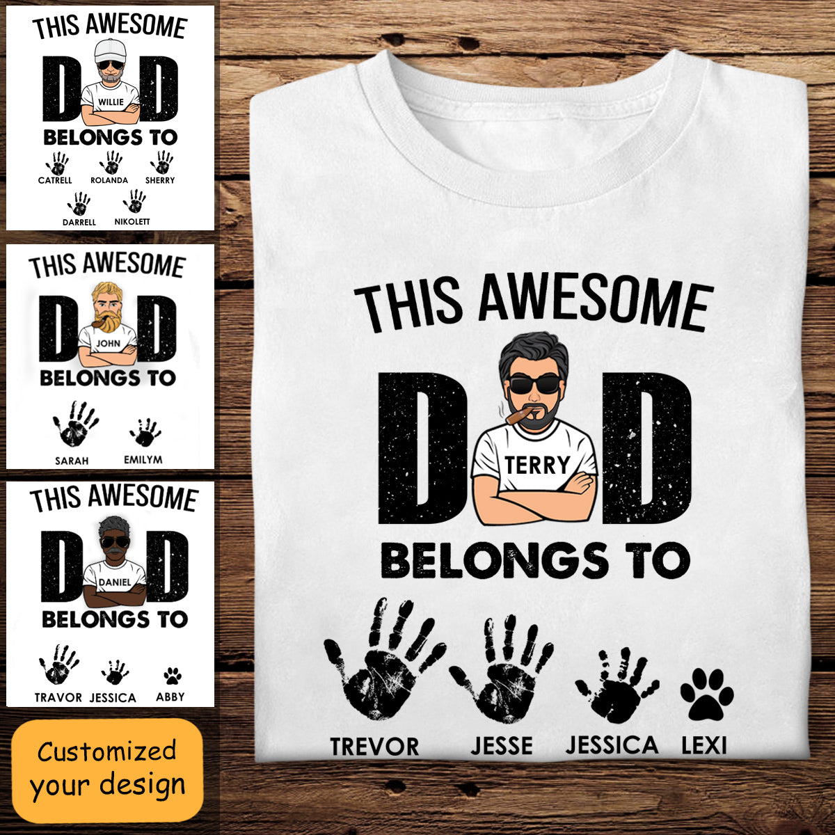 Awesome Dad Belongs To Kids Custom Apparel Gift For Father
