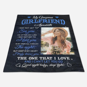 Best Valentine Gift For Girlfriend, My Gorgeous Girlfriend I May Not Get To See You As Often As I Like Upload Photo Blanket banner2_9cb68fff-bf35-4b7a-baa8-47cfab779e2d.webp?v=1672991575