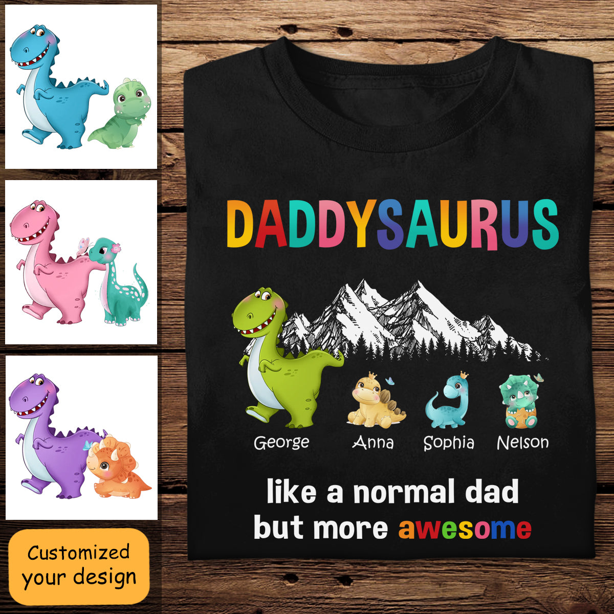 Papasaurus More Awesome - Personalized Apparel - Gift For Grandpa, Papa, Father's Day