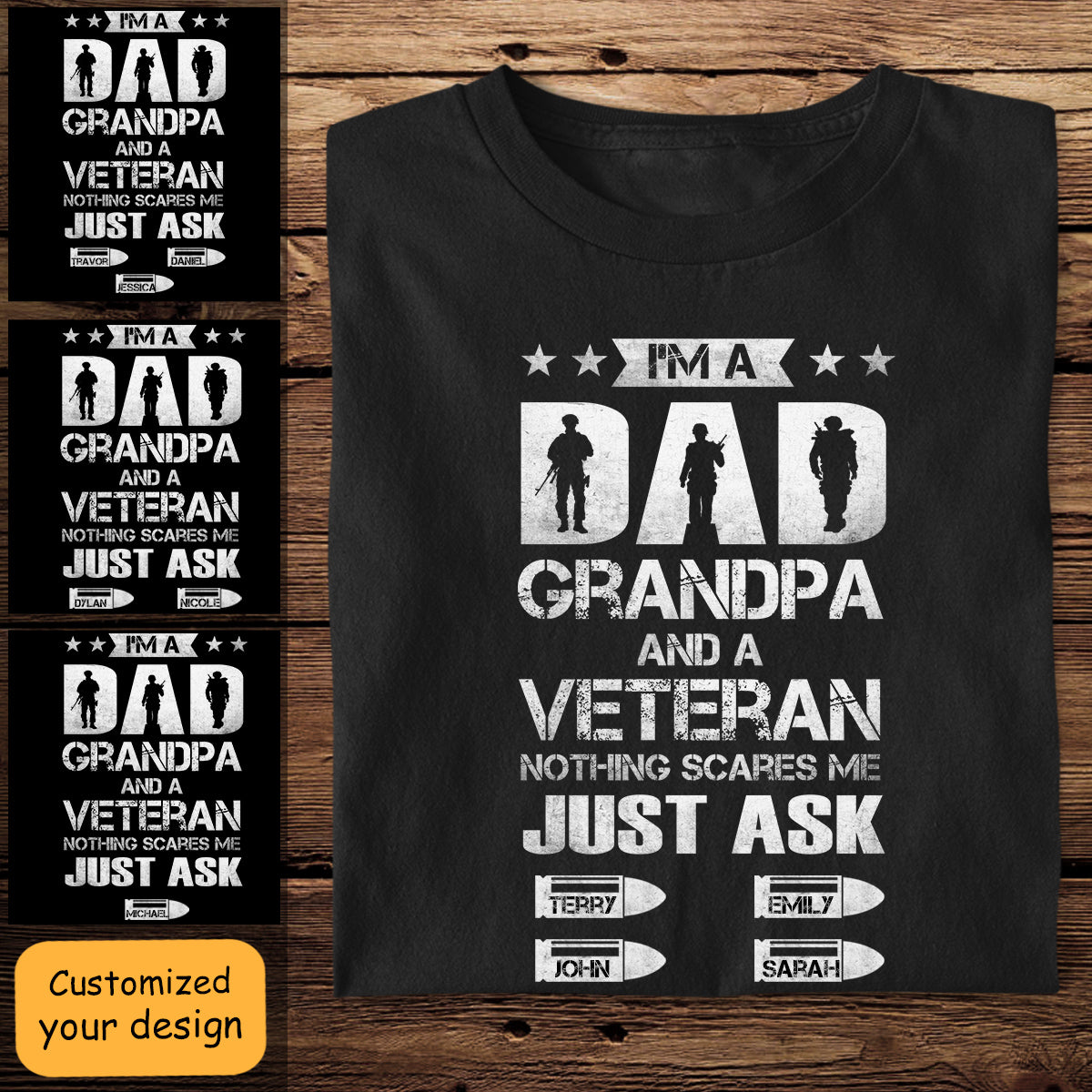 I'm A Dad Grandpa & Veteran Personalized Apparel Gift for Father