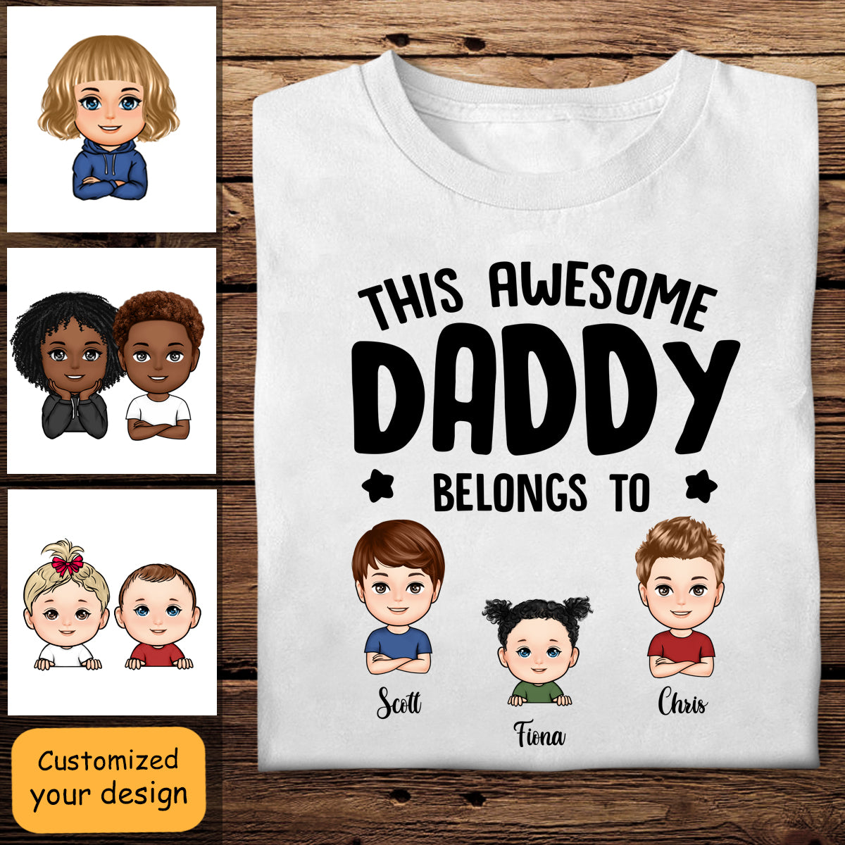 This Daddy Belongs To Cute Kid Face - Personalized Apprael - Father's Day, Gift For Father