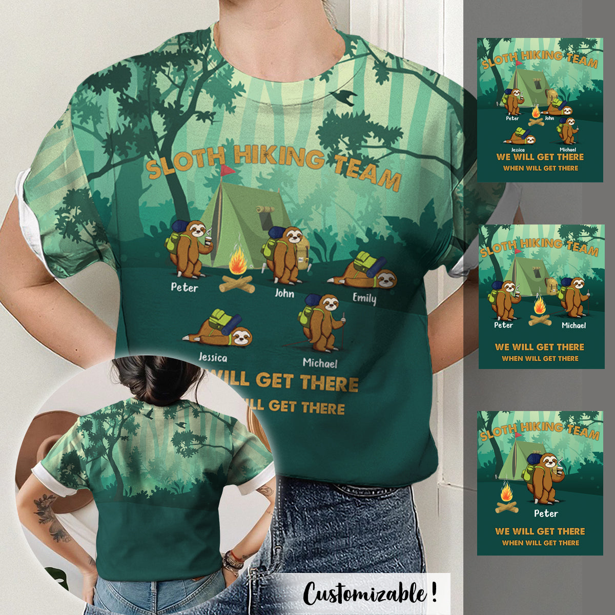 We Will Get There When We Get There Sloth Hiking Team - Personalized 3D All Over Print Shirt - Hiking