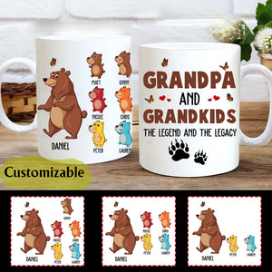 Bear Grandpa And Grandkids Personalized Mug Gift For Grandfather